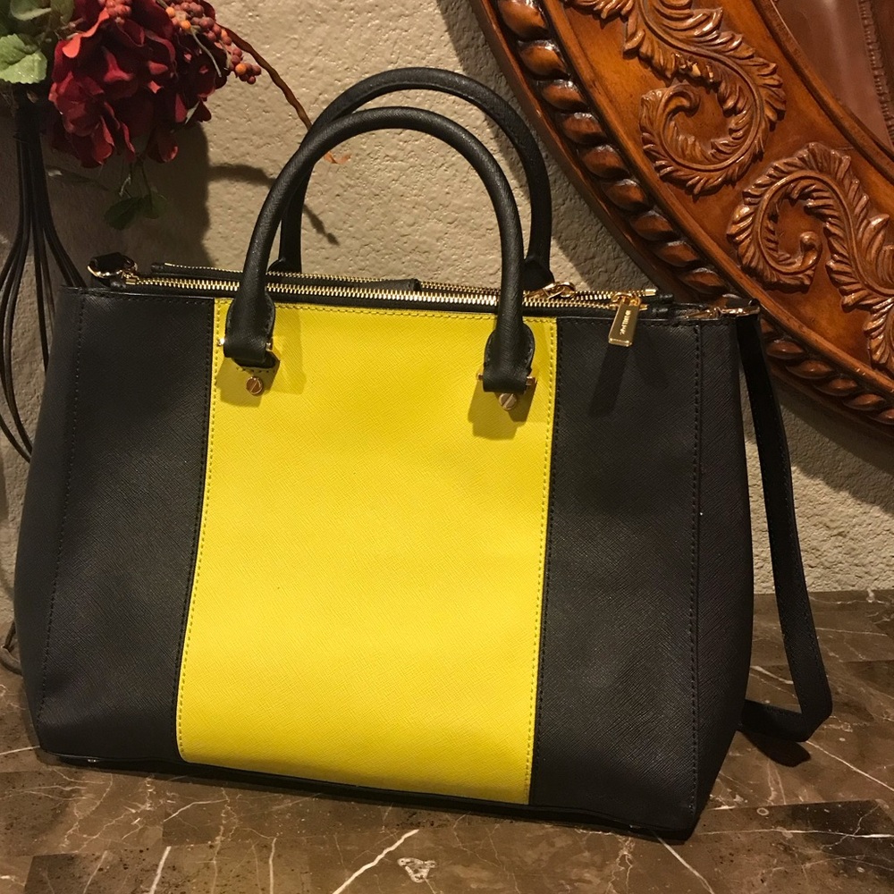 Michael Kors Black and Yellow Satchel with Gold Hardware - Picture 2 of 13